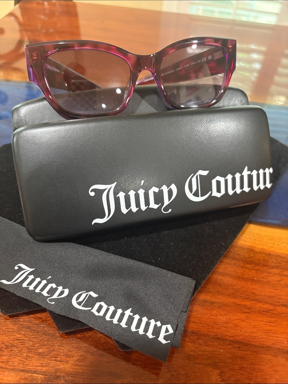 Juicy Couture Purple Tortoiseshell Cat-Eye Sunglasses